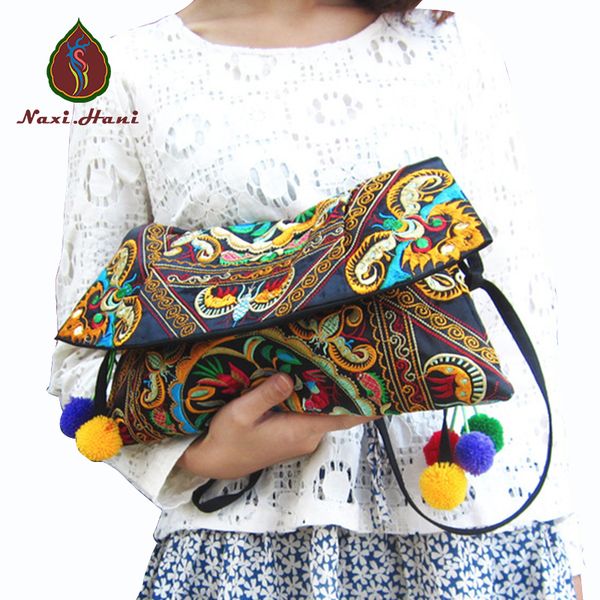 

wholesale-vintage fashion embroidery women's handbag hmong handmade canvas cover shoulder messenger bags ethnic cloth small bags