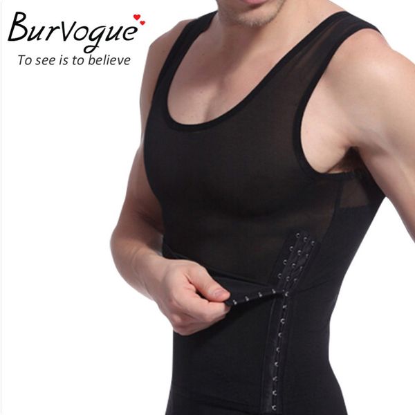 

burvogue shaper men body shaper vest waist cincher and tummy control slimming belly shaper underwear girdles shapewear, Black;brown