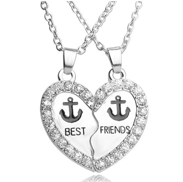 

friends anchor necklace set silver plated rhinestone embellished necklaces gift idea unique jewelry chokers necklaces, Golden;silver