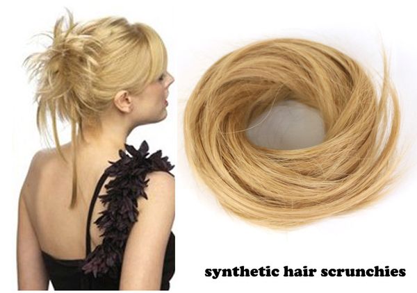 2017 New Curly Fake Hair Chignon Synthetic Hair Scrunchies Hair Piece Messy Bun Updo Elastic Hairpieces Band For Women Canada 2019 From