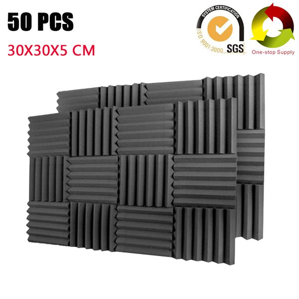 

50pcs fireproof wedge acoustic foam board silencing sponge recording studio pro audio equipment sound treatment tile soundproof panels 2*12