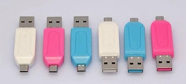 

new 2 in 1 usb otg card reader micro usb otg tf/sd card reader phone extension headers flash drive adapter for smartphone computer