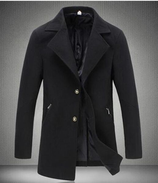 

europe and the united states the new boutique han edition men winter long high-grade long cloth trench coat / m-5xl, Black