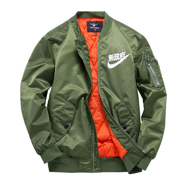 

Wholesale- New MA1 pilot jackets kanji black green flight japanese MERCH BOMBER MA-1 Coats Jackets male clothing outwears
