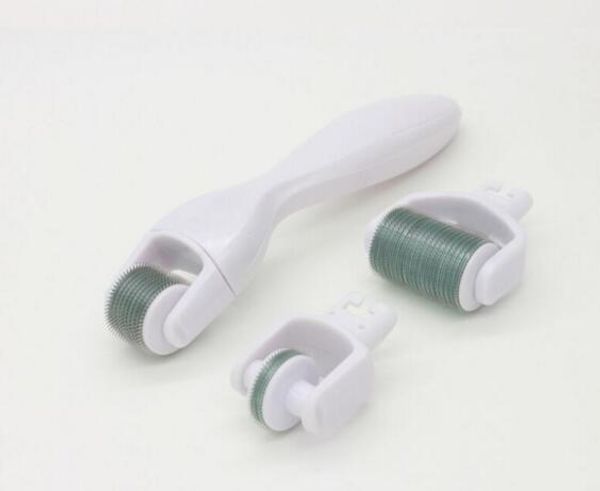 

2017 latest 3 in 1 derma roller with 3 separate roller heads of different needle count 180 600 1200pins guangzhou