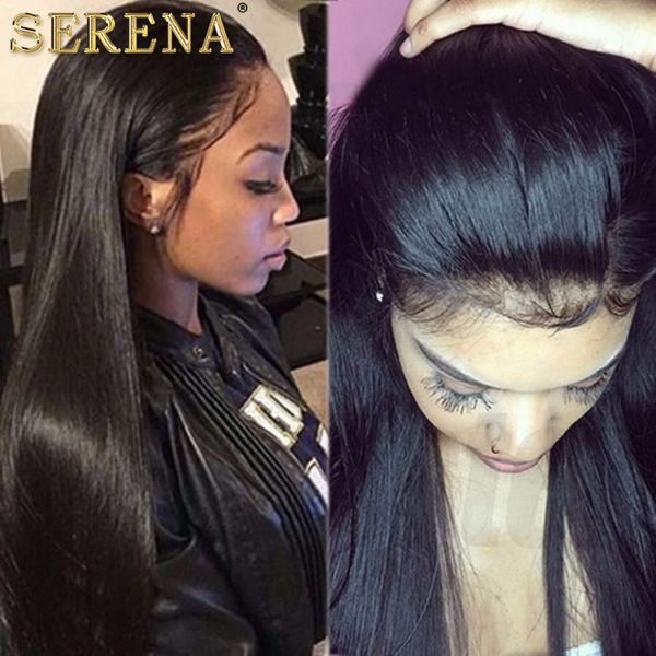 

360 lace frontal with bundle malaisian straight virgin hair with closure 360 frontals with bundles pre plucked lace frontal, Black;brown