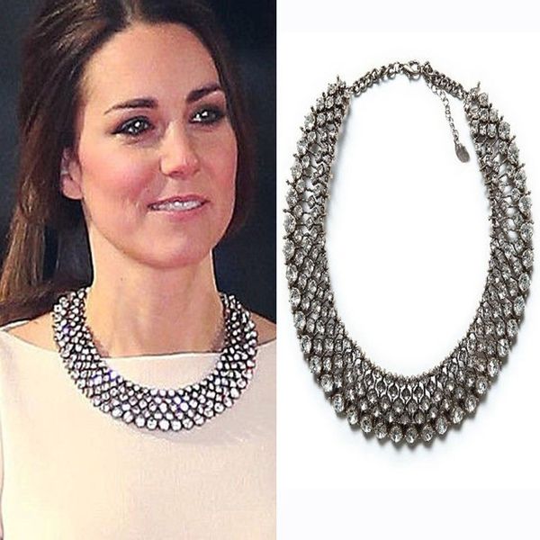 

wholesale-2016 new kate middleton necklace necklaces & pendants fashion luxury choker design crystal pendant necklace statement jewelry, Silver