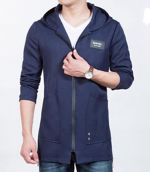 

men's autumn/winter in europe and the new trend of the fashion leisure zipper young students trench coat / m-3xl, Black