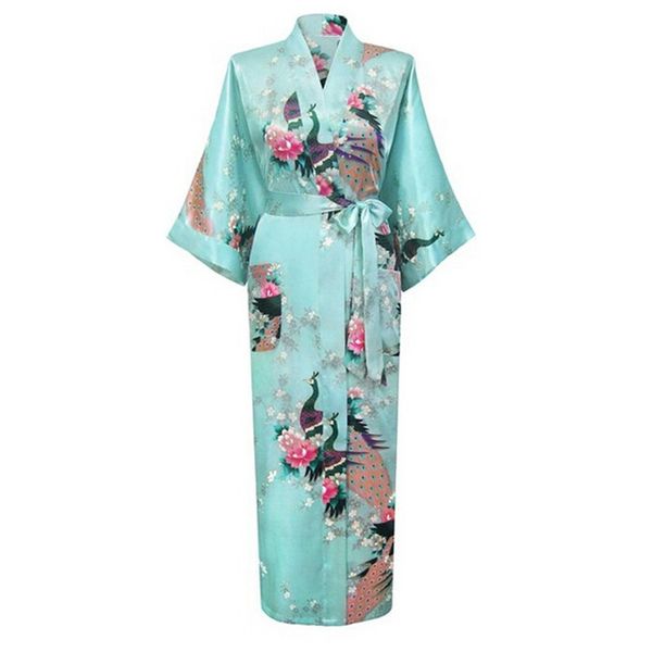 

wholesale- sky blue femmes rayon robes gown kimono yukata chinese women lingerie flower sleepwear plus sizes  l xl xxl xxxl, Black;red