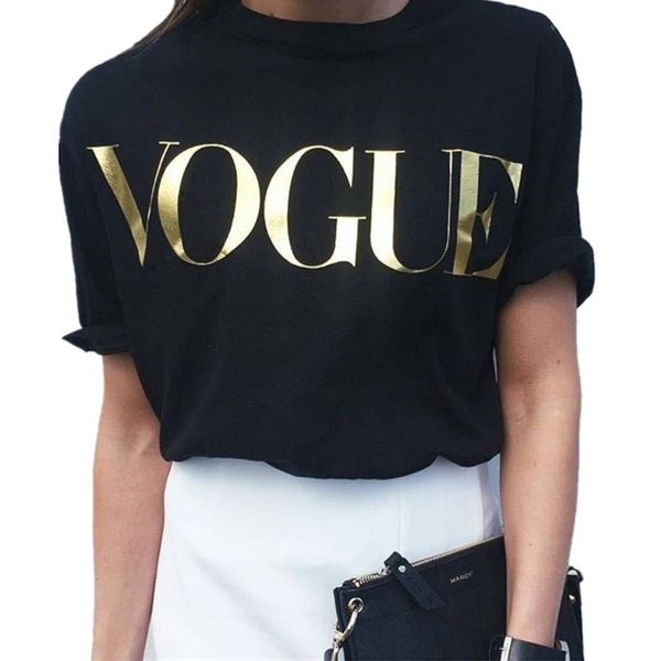 

fashion t shirts for women t-shirt gold vogue letter women short sleeve crew neck graphic tees casual womens 2017 new nv08 rf, White
