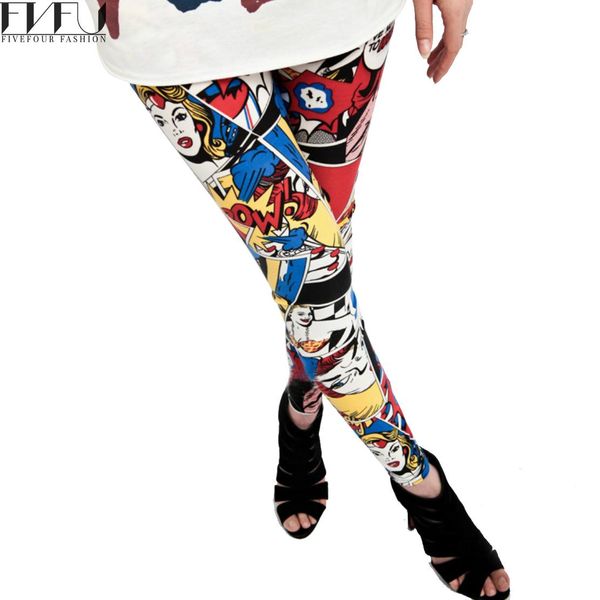 

wholesale- 2017 women leggings super girl cute comic book printed leggings spring summer fashion casual calzas mujer leggins, Black