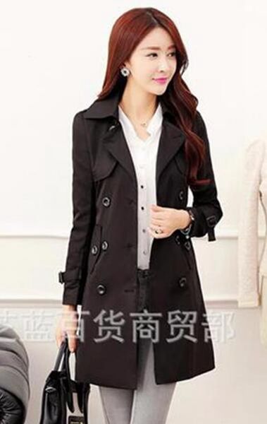 

women in europe and the united states han edition of the new fashion boutique personality qiu dong long trench coat / s-3xl, Tan;black