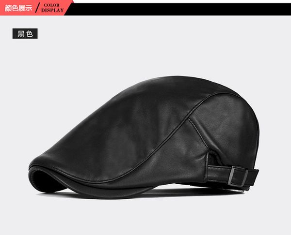 

wholesale-dl-10618 new leather beret hat for male pure color winter warm hats caps for men/women fashion mens casual, Blue;gray