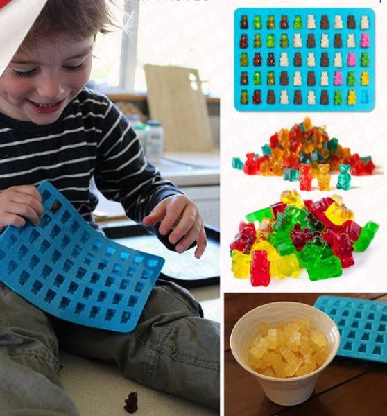 

50 cavity silicone gummy bear chocolate mold 2020 candy maker ice cube tray jelly moulds withÂ dropper wn067