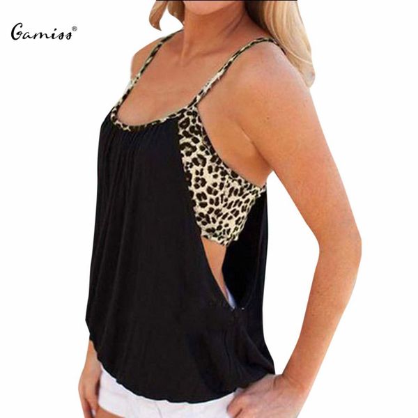 

wholesale- new brand 2016 summer women tank spaghetti strap woman vest fashion print leopard faux two piece tank women, White