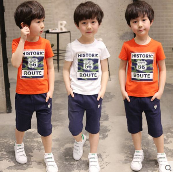 

2018 new children 039 clothing boy and girl ummer t hirt hort port uit et children boy baby kid fa hionable chool uniform out