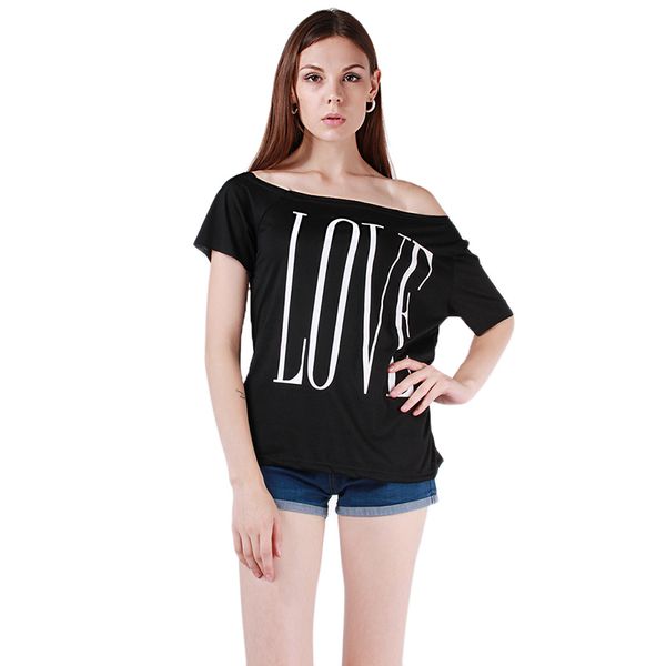 

wholesale-women t shirts new summer short sleeve love print tees t shirts white black letter printed tees plus size s-3xl kh658932
