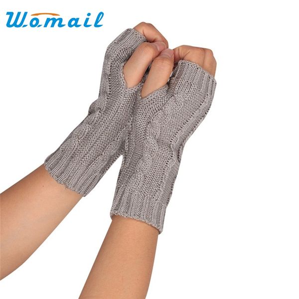 

wholesale- womail knitted arm fingerless winter gloves women fashion ladies soft warm mitten luvas de inverno mulheres 2017 gift 1pair, Blue;gray