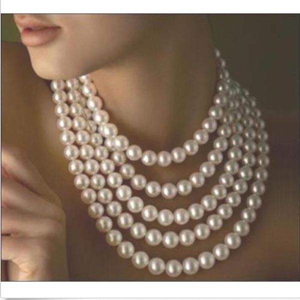 

long 100" 9-10mm genuine white akoya pearl necklace 14k yellow gold clasp, Silver