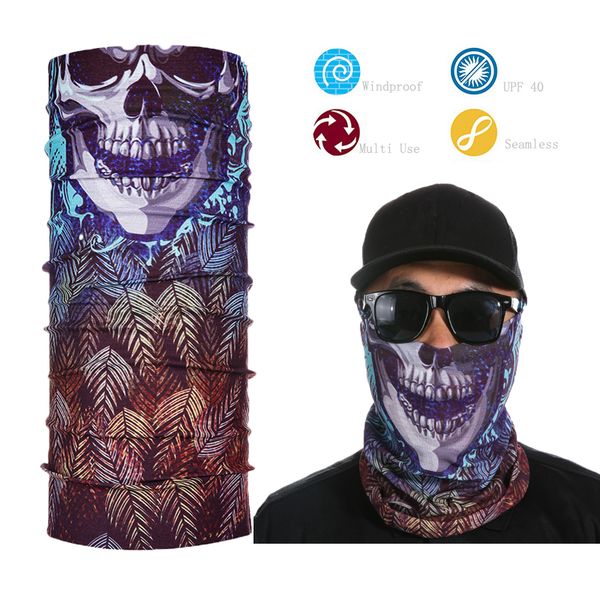 

wholesale- personality skull bandana sport windproof face shield, Blue;gray