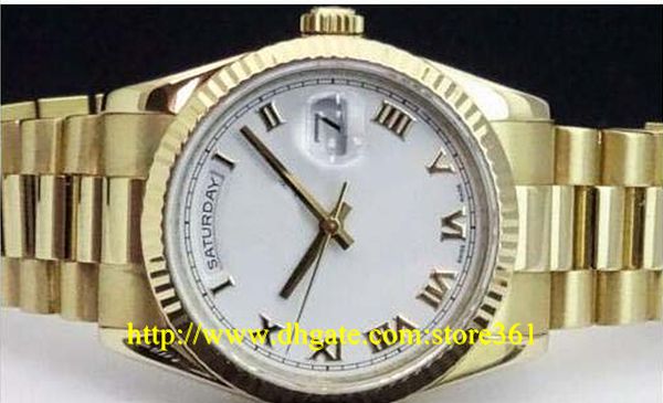 

store361 new arrive watches new 18kt gold president white roman 36mm - 118238, Slivery;brown