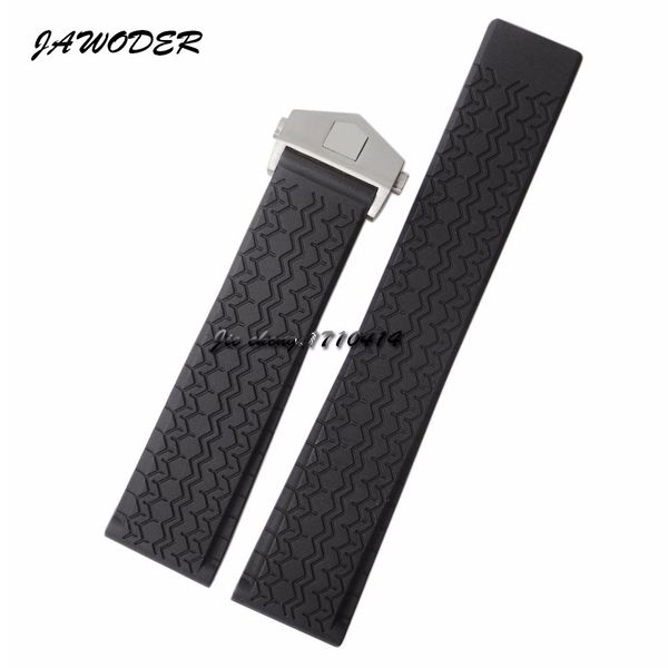 

JAWODER Watchband 22mm Men Women Stainless Steel Silver Deployment Buckle Black Diving Silicone Rubber Watch Band Strap for T-A-G WATCH