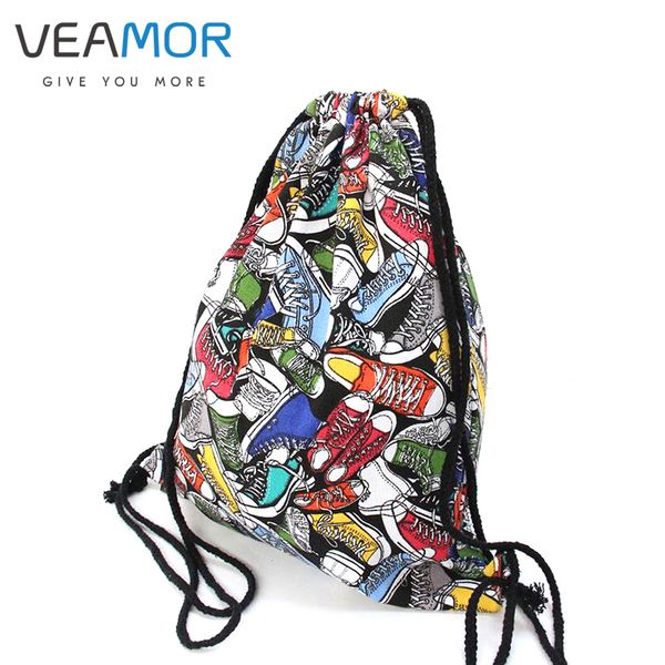 

wholesale- veamor girls shoulder bags women canvas hamburg shoes drawstring backpacks shoulder travel shoes bags storage bags b294