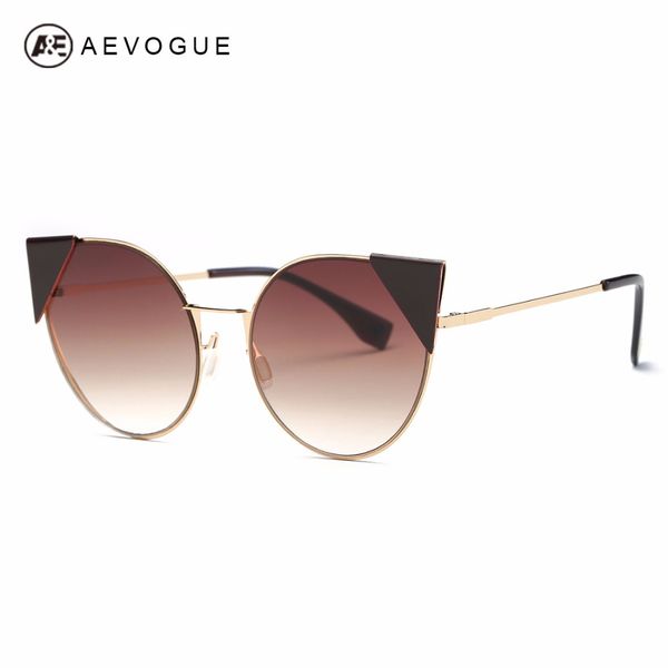 

wholesale- aevogue sunglasses women brand designer cat eye alloy frame oversize vintage superstar sun glasses with box ae0493, White;black