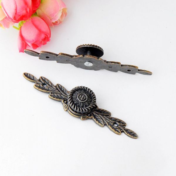 

wholesale- 5pcs furniture handle leaves carved kitchen cabinet drawer door knobs handle bronze tone 83x19mm j2830