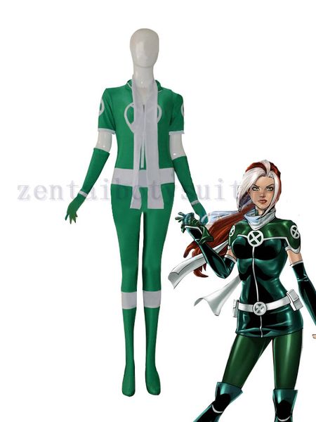 

style x-men rogue new green custom superhero costume cosplay halloween party suit ing, Black;red