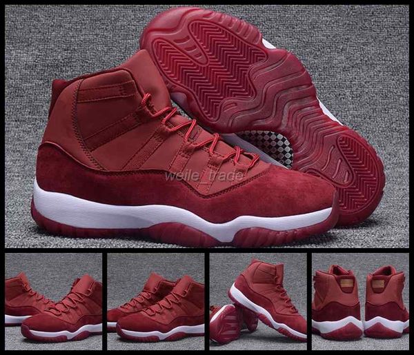 

2018 бесплатная доставка новый 11 мужчин баскетбольная обувь, бархат Красный AAA качество кроссовки мужские спортивные тренеры человек 11s спортивная обувь 7-13