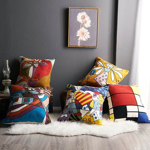 Picasso Oil Paintings Patterns Cotton Embroidered Pillows Case
