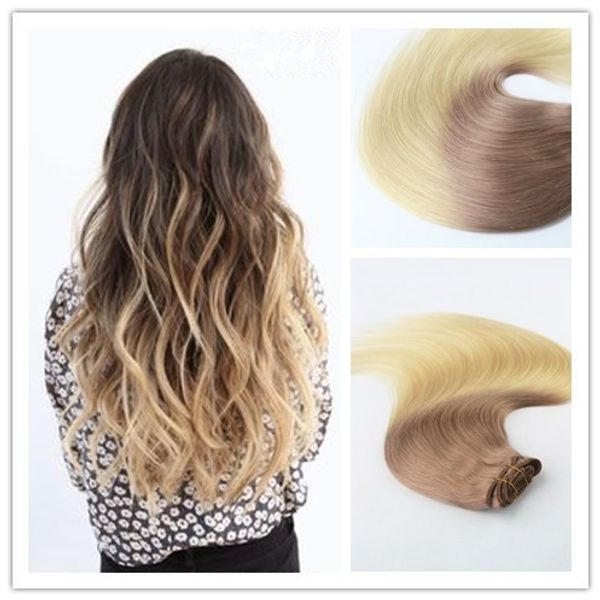 Human Hair Clip In Hair Extension 100g Bundle Ombre Color 18 613