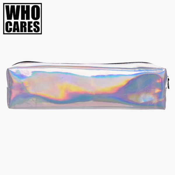

wholesale- holo graphic smooth leather makeup bag organizador travel 2016 pu cosmetic bags pencil case maleta de maquiagem make up bag