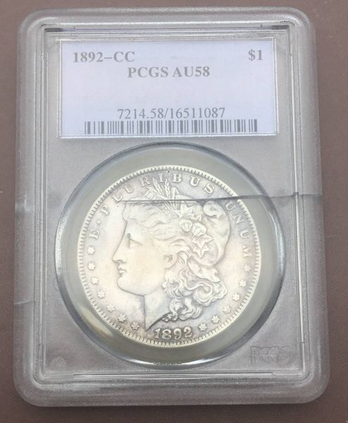 

1892-cc Morgan America a coin of 90% Sterling Silver grade [PCGS] box box
