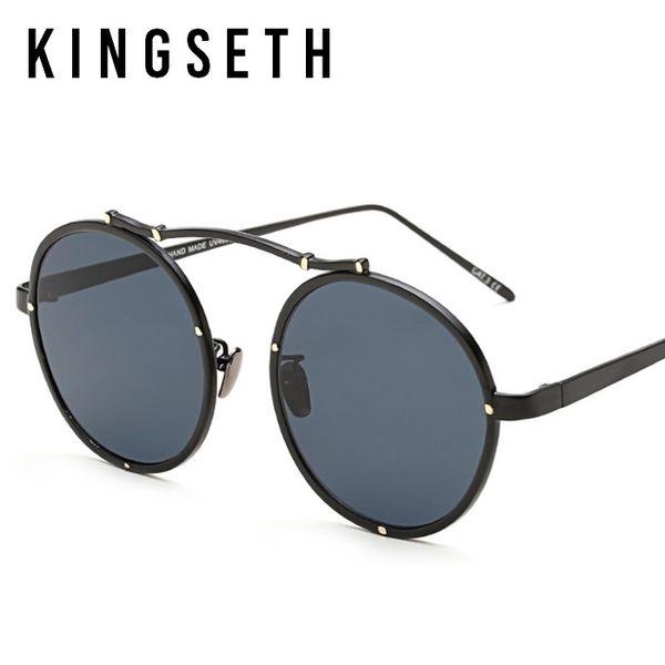 

kingseth 2017 new arrival ultra light metal round sunglasses for men & women fashion designer sun glasses eyewear uv400, White;black