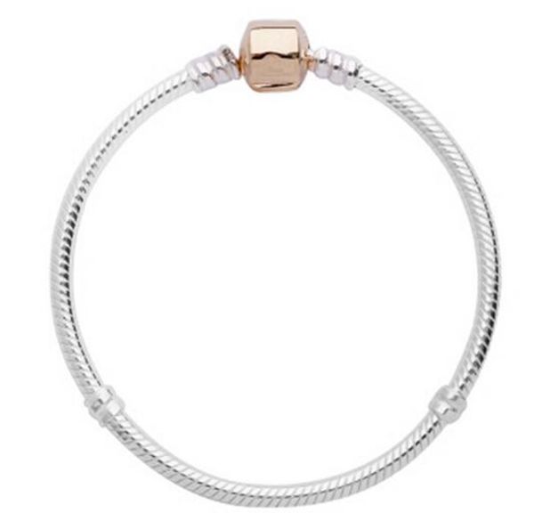 

100% серебро стерлингового серебра розового золота баррель клип браслет Fit оригина