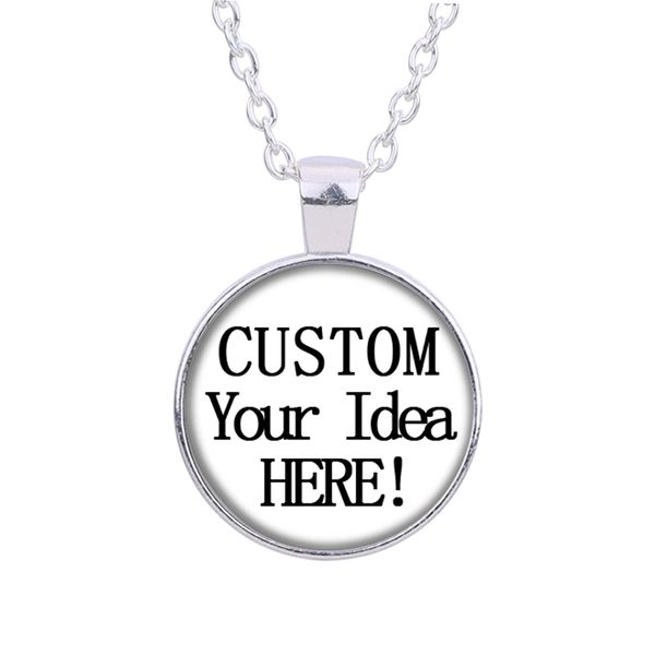

fashion 25mm 4 colors round cameo cabochon round pendant necklaces for custom p glass dome necklace scrabble necklace, Silver