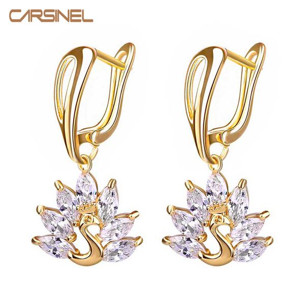 

wholesale- carsinel horse eye phoenix cz zircon women earrings gold-color jewelry earrings for female hypoallergenic bijouterie er0113, Golden;silver