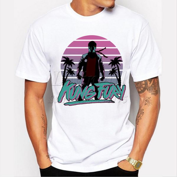 

wholesale- new arrivals men's fashion kung fury t-shirt miami cop tee shirts hipster short sleeve o-neck casual male, White;black