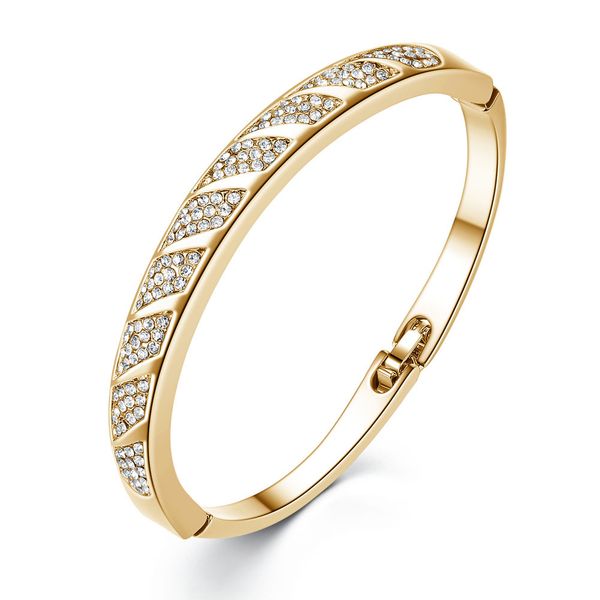 

fashion women chain & link rhinestone bracelets gold plated zirconia office lady vacation wedding jewelry, White