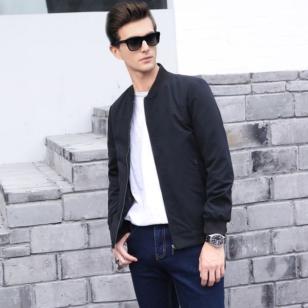 

wholesale- men's business casual jacket british style 2016 spring and autumn simple wild male fashion coat brand clothing bomber jacket, Black;brown
