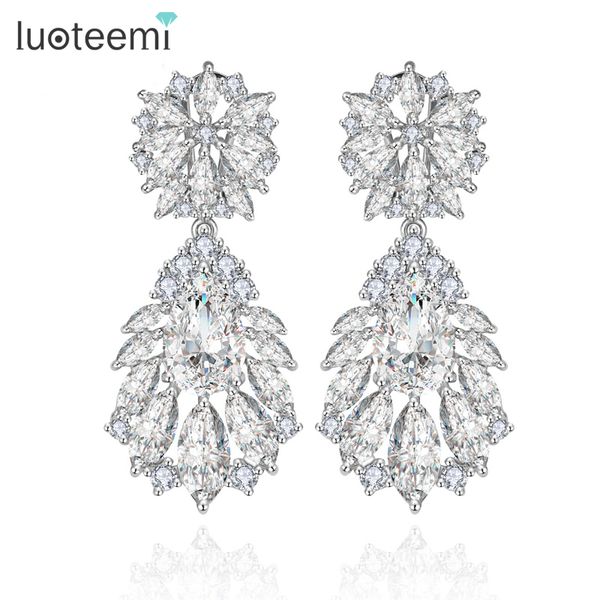 

LUOTEEMI роскошь кубический цирконий серьги Свадебные серьги падения Свадебные серь
