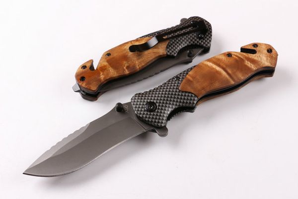 Coltelli personalizzati - X50 Coltello Flipper ad apertura rapida con molla assistita 440C Lama in titanio Manico in legno Coltelli pieghevoli tascabili EDC