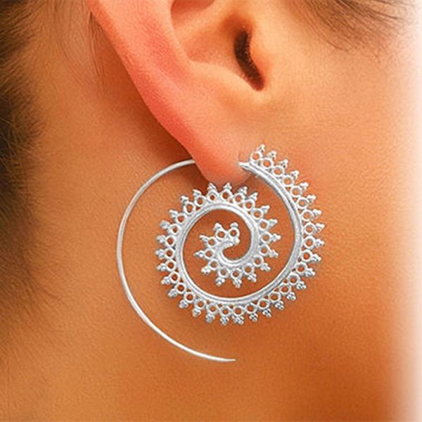 

new punk style gold silver color tribal spiral drop earrings charming jewelry dangle earring piercing round ear jewelry ls