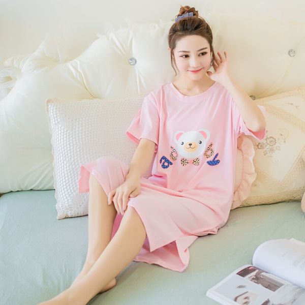 

2020 new style women's cartoon bear sleepwear short sleeve cute girls nightdress retail/wholesale 179-11, Black;red