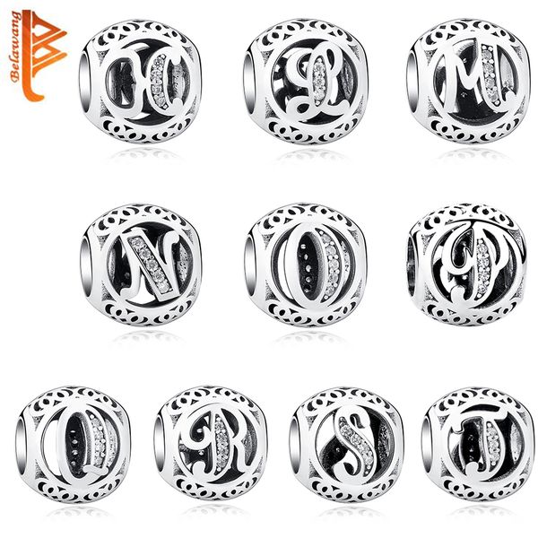 

BELAWANG Brand Design 925 Silver Beads Original Alphabet Beads Fit Pandora Charm Bracelet 925 Sterling Silver Letter Charms