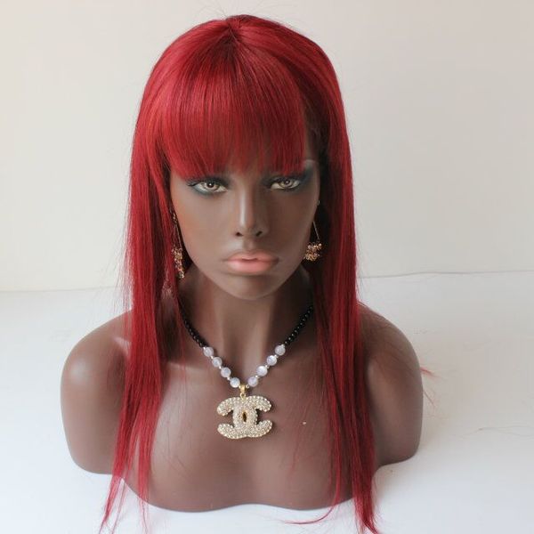 

red color full lace human hair wigs for black women glueless full lace wigs brazilian hair straight lace front human hair wigs, Black;brown