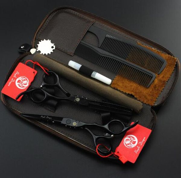 

5.5 6 дюймов волос ножницы набор фиолетовый дракон черная краска парикмахерские ножницы плоские ножницы зубы ножницы истончение ножницы ножн