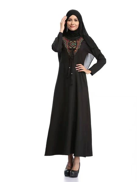 

2018 new design muslim women new design black abaya embroidery long dress islamic robe kaftan dress, Red